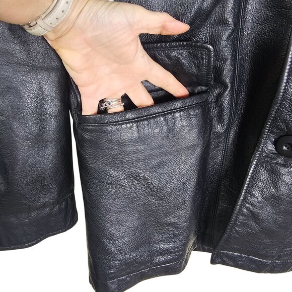 Vintage Wilsons M. Julian Jacket Black Leather Large Tall Diamond Quilted Liner - Picture 3 of 11